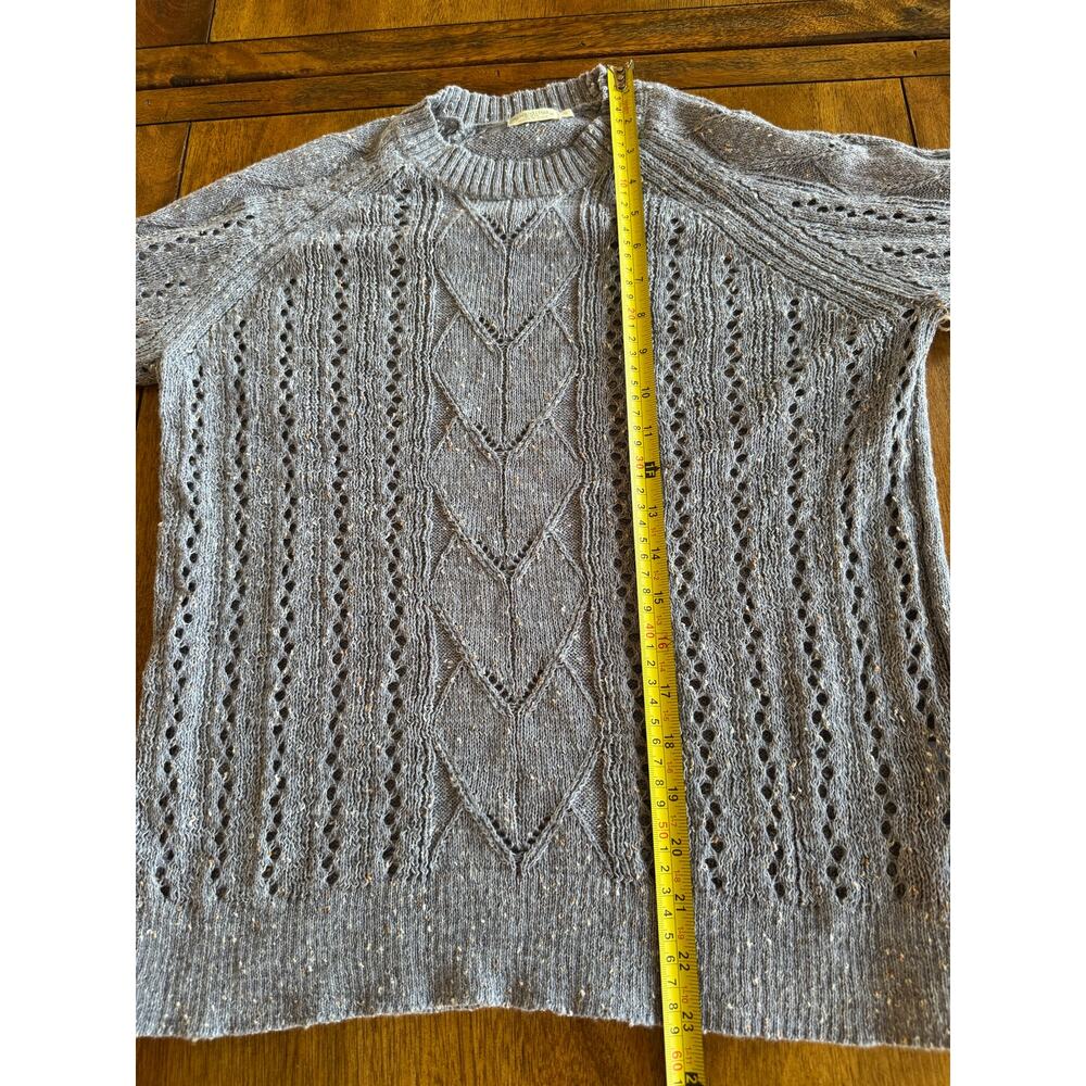 NWT Spartina 449 Shelby Pullover Denim Blue Pointelle Linen Sweater S - Picture 9 of 11